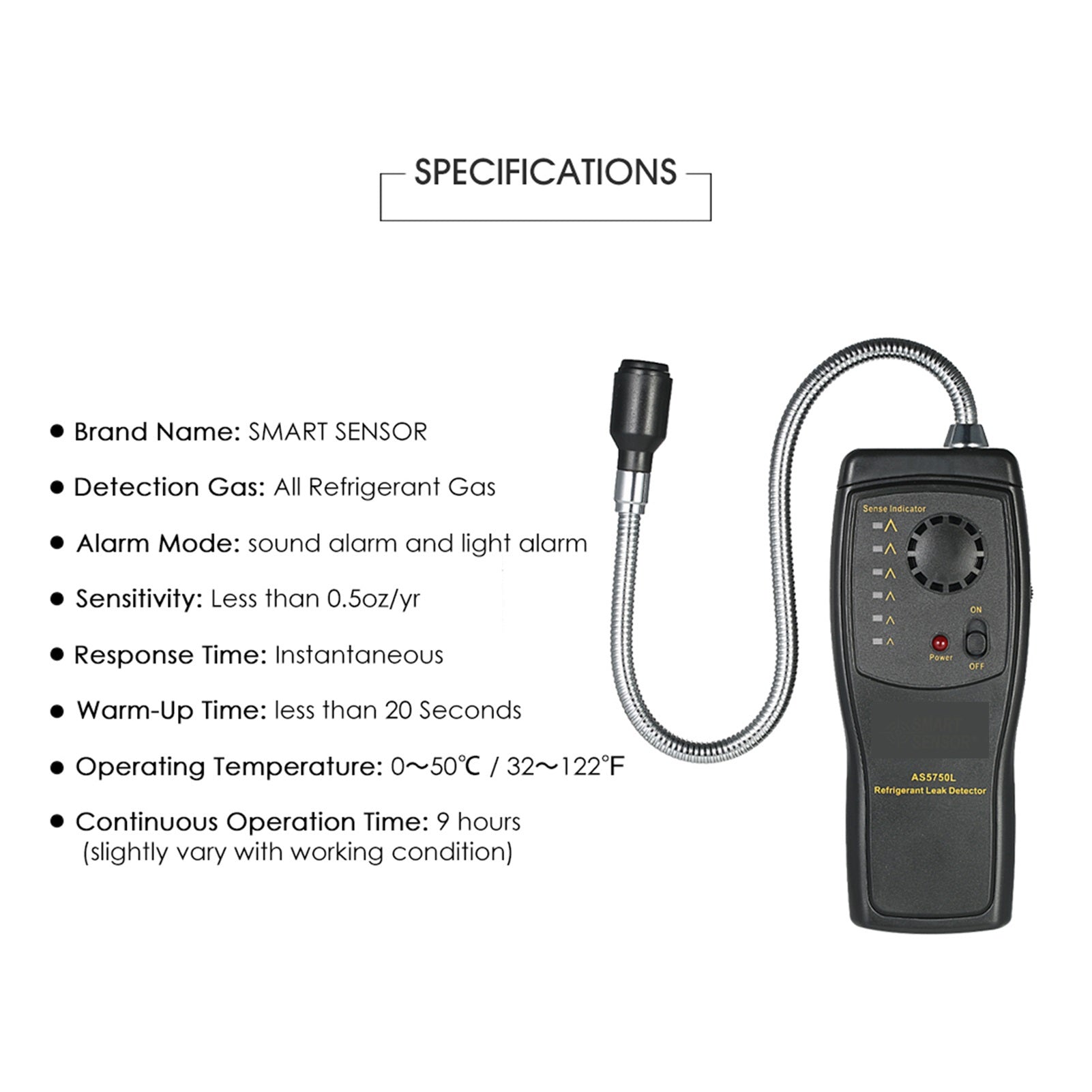 The complete halogen leak detector kit, specifications