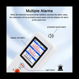 Close-up of the digital color display showing a real-time graph of electromagnetic field waveforms.