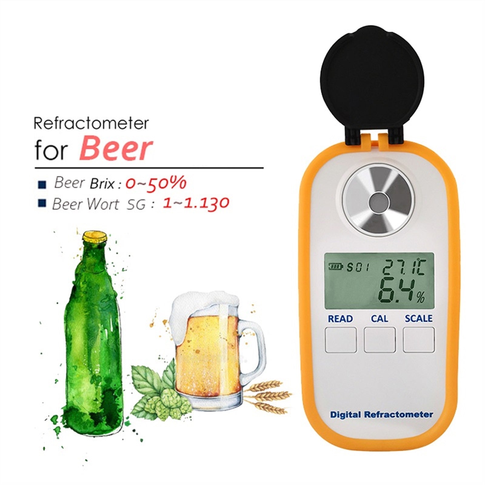 2-in-1 Auto 0-50% Beer Tester Autorefractometer Op