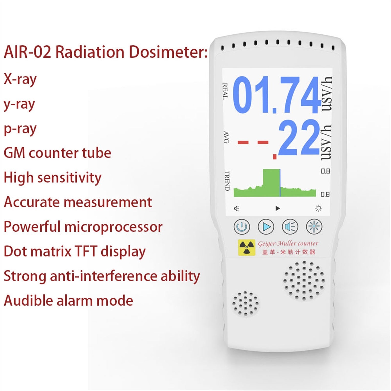 AIR-02 Radiation Nuclear Detector EMF Meter Full-f