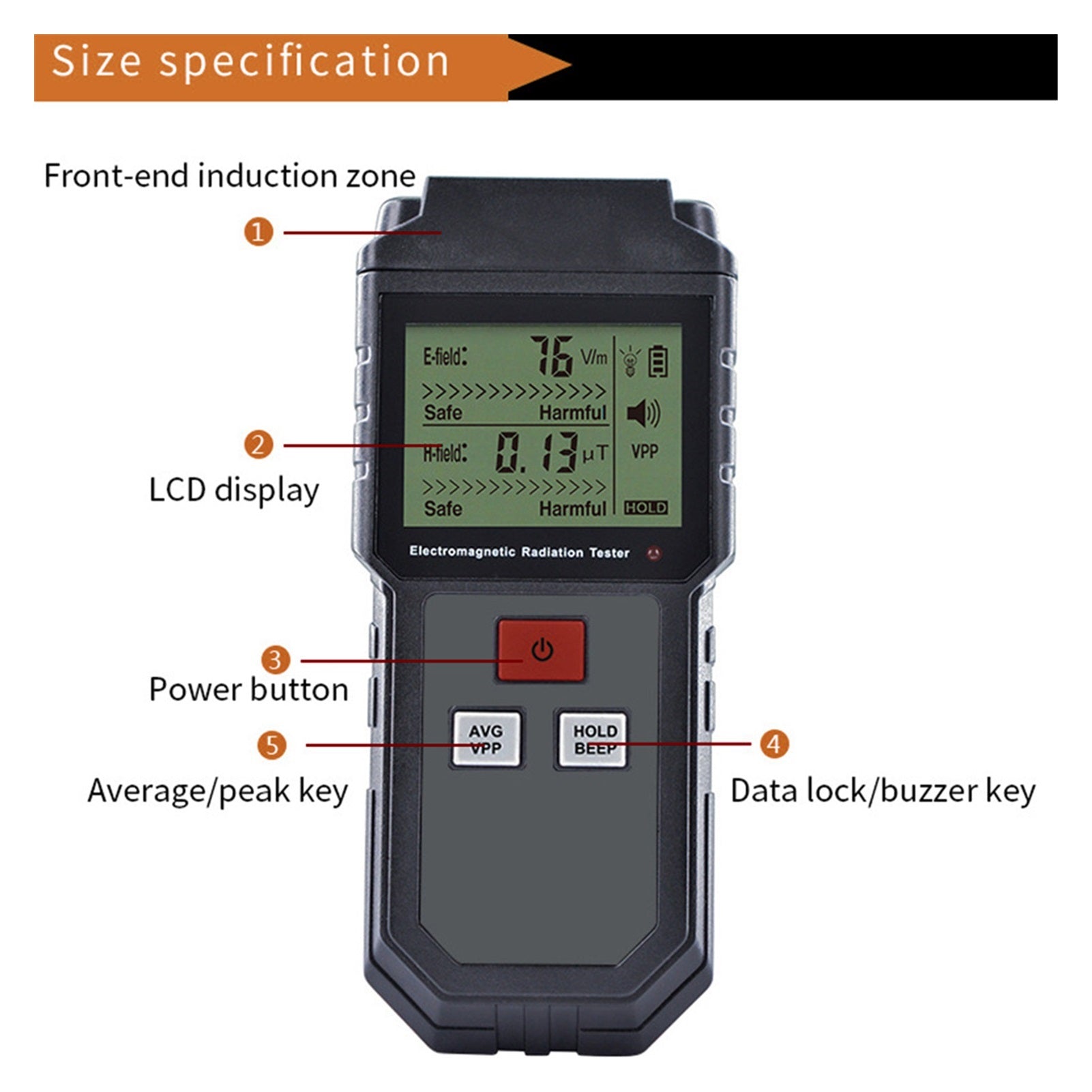 The Digital EMF Meter placed near a television, measuring electromagnetic radiation in a home setting.