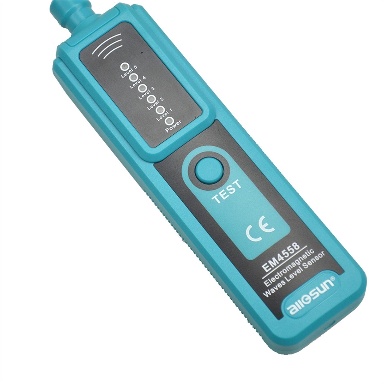 A side profile of the portable and lightweight EM4558 electromagnetic radiation detector.