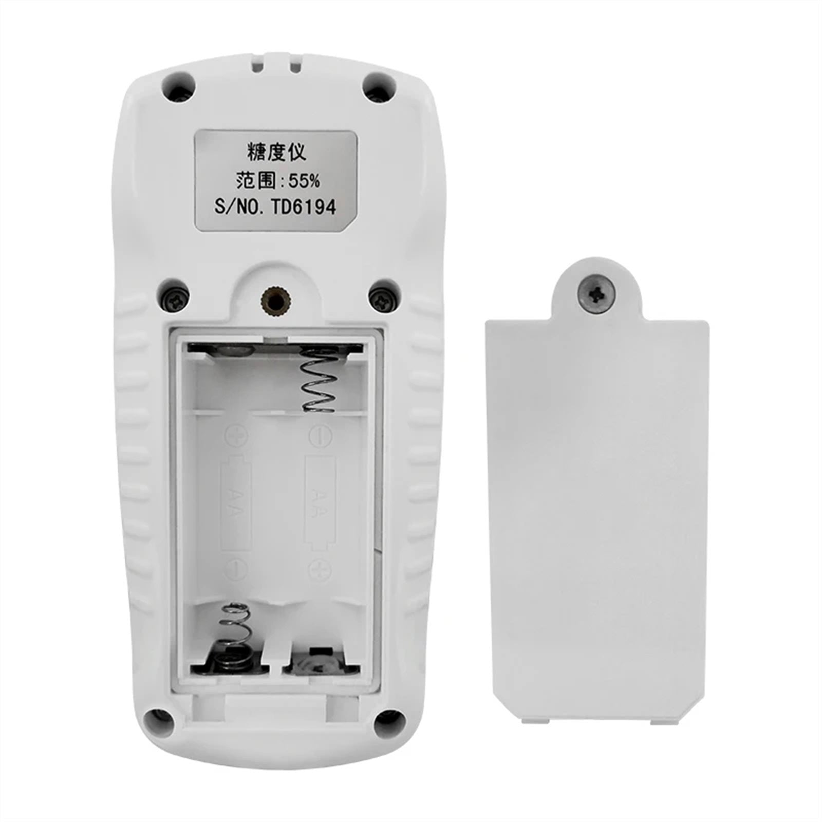 Digital urea liquid refractometer test back battery compartment