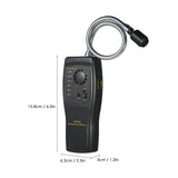 Side view of the refrigerant leak detector, showing the sensitivity adjustment buttons and power switch for easy operation.