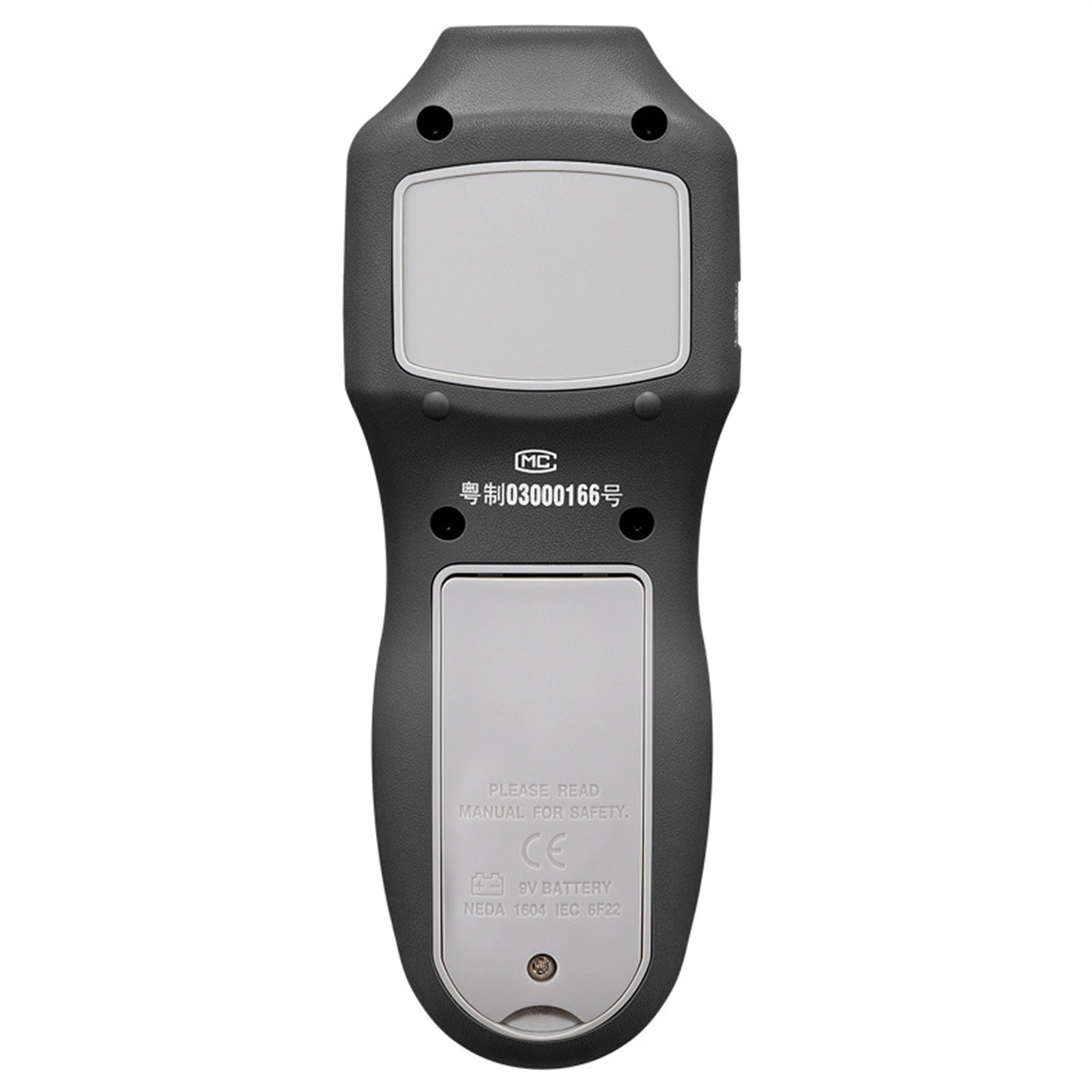 The back of the DT-2G EMF reader showing the battery compartment