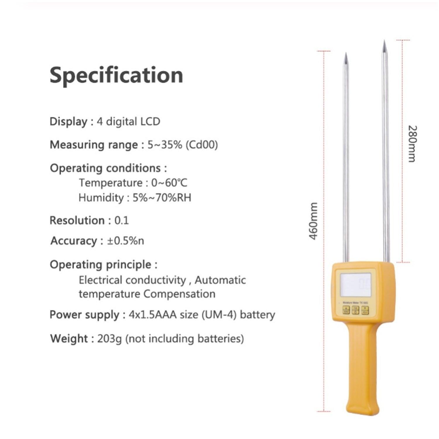 Digital Moisture Meter Portable Grain Moisture Meter TK100S - goyoke