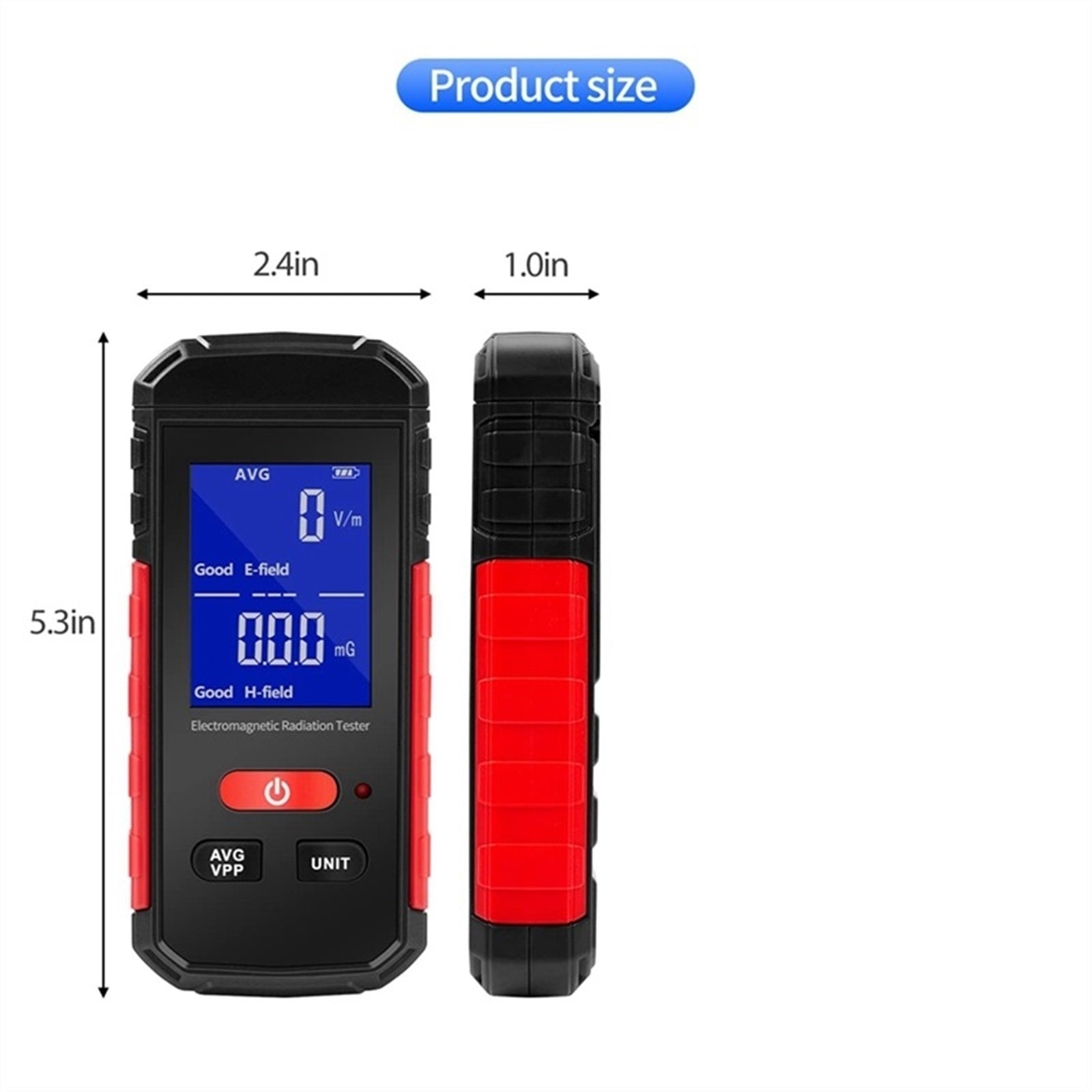 Rechargeable digital electromagnetic field meter dimensions
