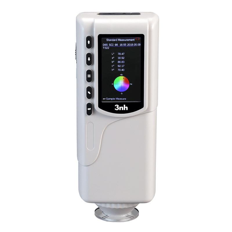 Front view of the NR60CP portable digital colorimeter, showing the display screen and measurement button.