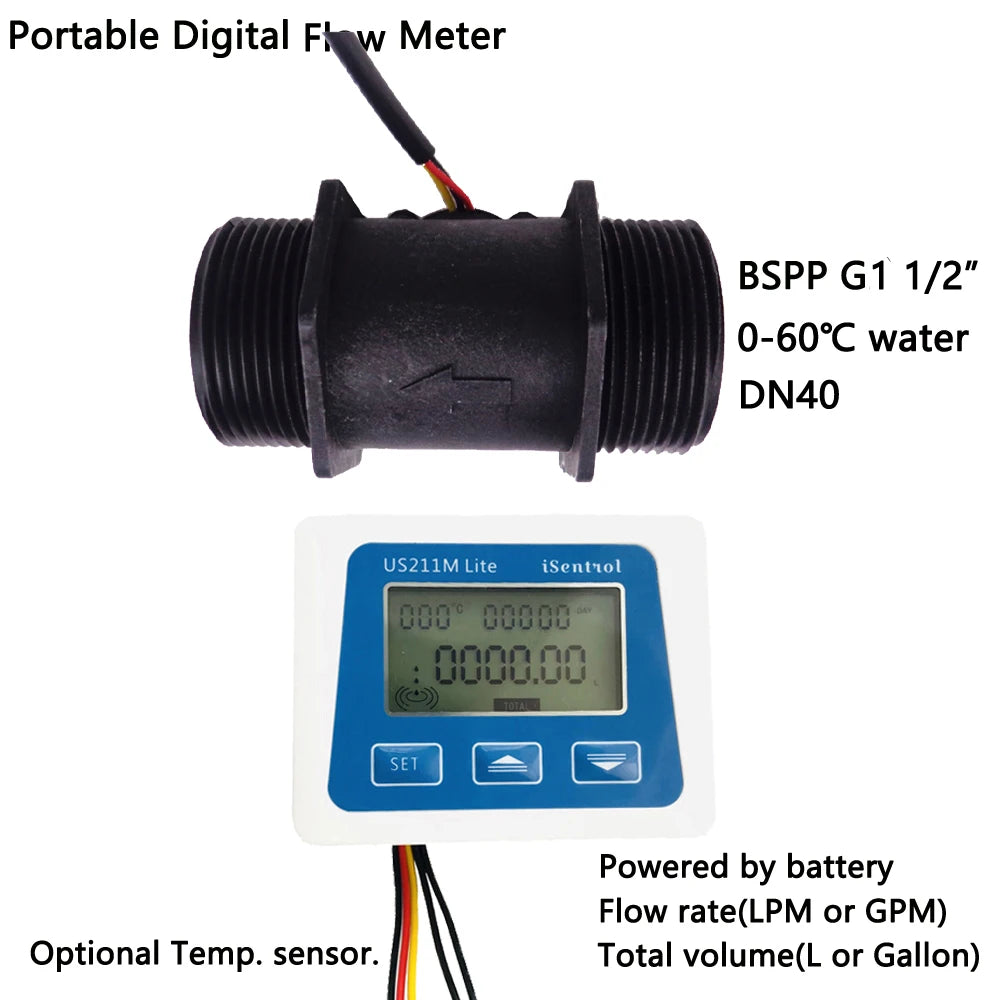 5-150L/min Digital Flow Meter Flow Reader Compatib