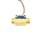 Detailed view of the durable G3/8 inch brass water flow sensor with connection threads.