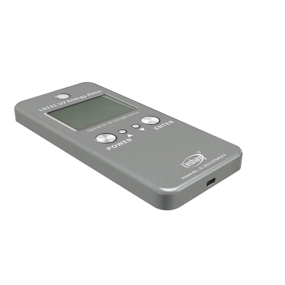 Side profile of the LS131 UV radiometer, highlighting its slim design and the UV sensor on top.