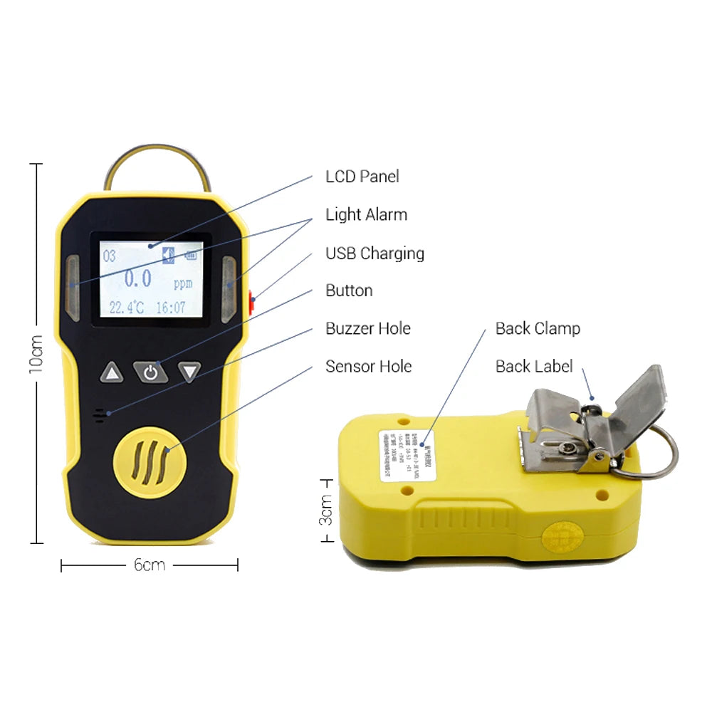 Portable Carbon Monoxide Detector - CO Gas Monitor, 1000ppm Range