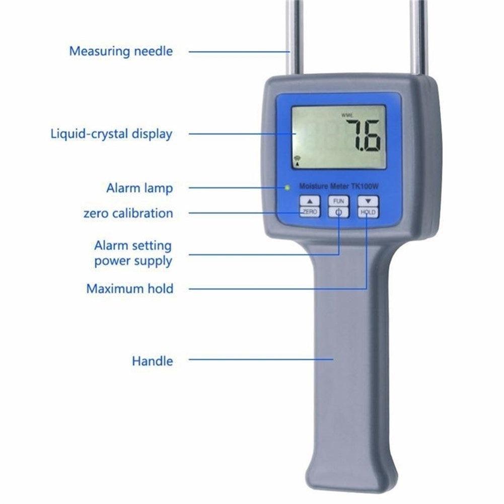 Professional Wood Sawdust Powder Hay Bale Peat Moisture Meter Hygrometer TK100W - goyoke