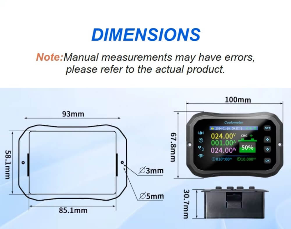 RV battery monitor dimensions