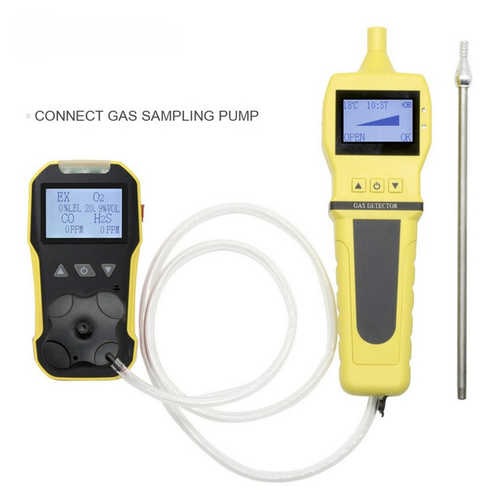The BH-4A multi-gas detector with the optional pump attached and ready for use.