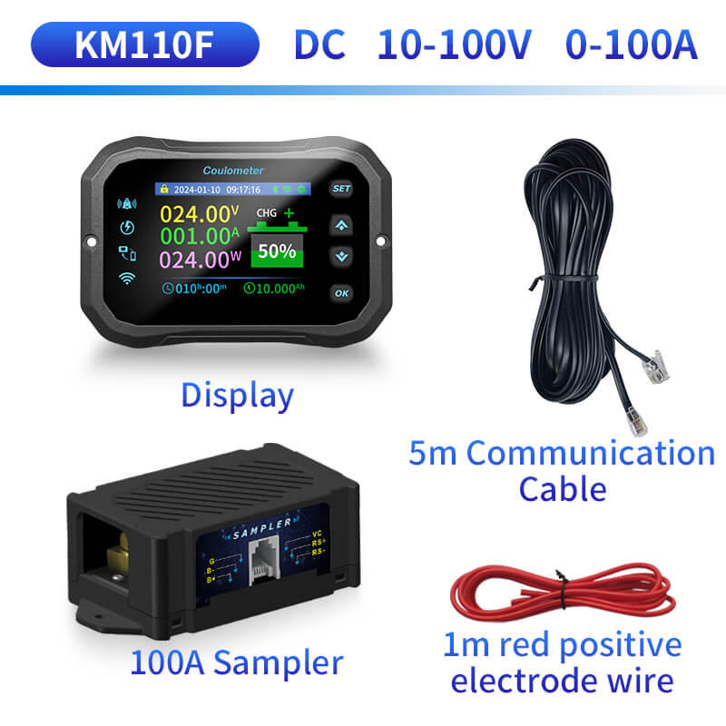 0–100 V WiFi Battery Monitor – KM-F Coulomb Counter 50-600 A