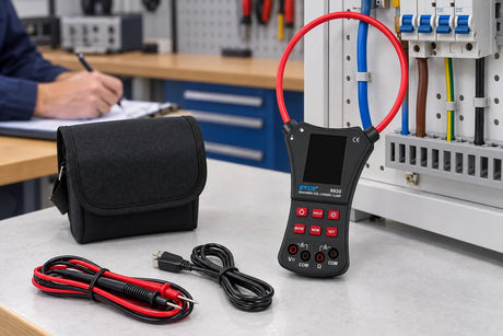 Red flexible current loop closed around one insulated training conductor