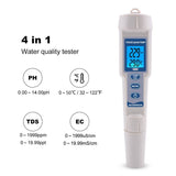 4-in-1 Water Quality Tester - TDS/pH/EC/Temperature