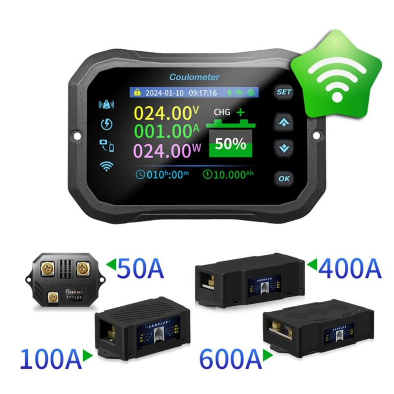 0–100 V WiFi/Bluetooth Battery Monitor | KM-F 50-600 A Coulomb Counter ...