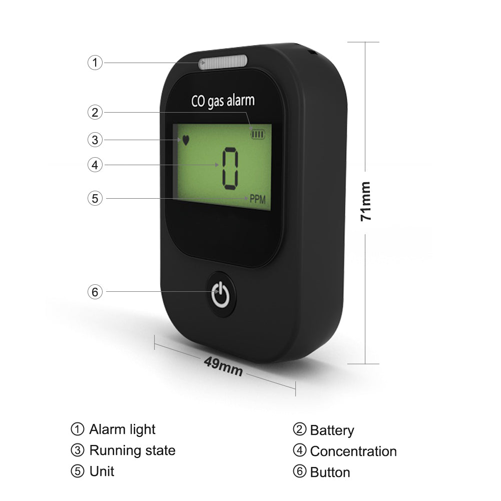 Portable Carbon Monoxide Gas Detector CO Monitor Measuring 0-1000PPM ...