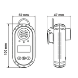 BX100 portable single gas detector dimensions 100 by 52 by 47 mm